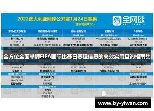 全方位全面掌握FIFA国际比赛日赛程信息的高效实用查询指南集 全方位全面掌握FIFA国际比赛日赛程信息的高效实用查询指南集